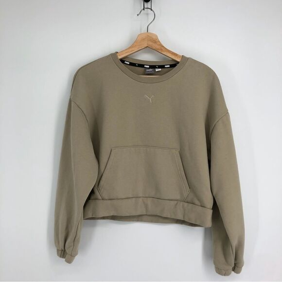 PUMA Loungewear Crop‎ Sweatshirt Beige Womens M - Picture 1 of 8